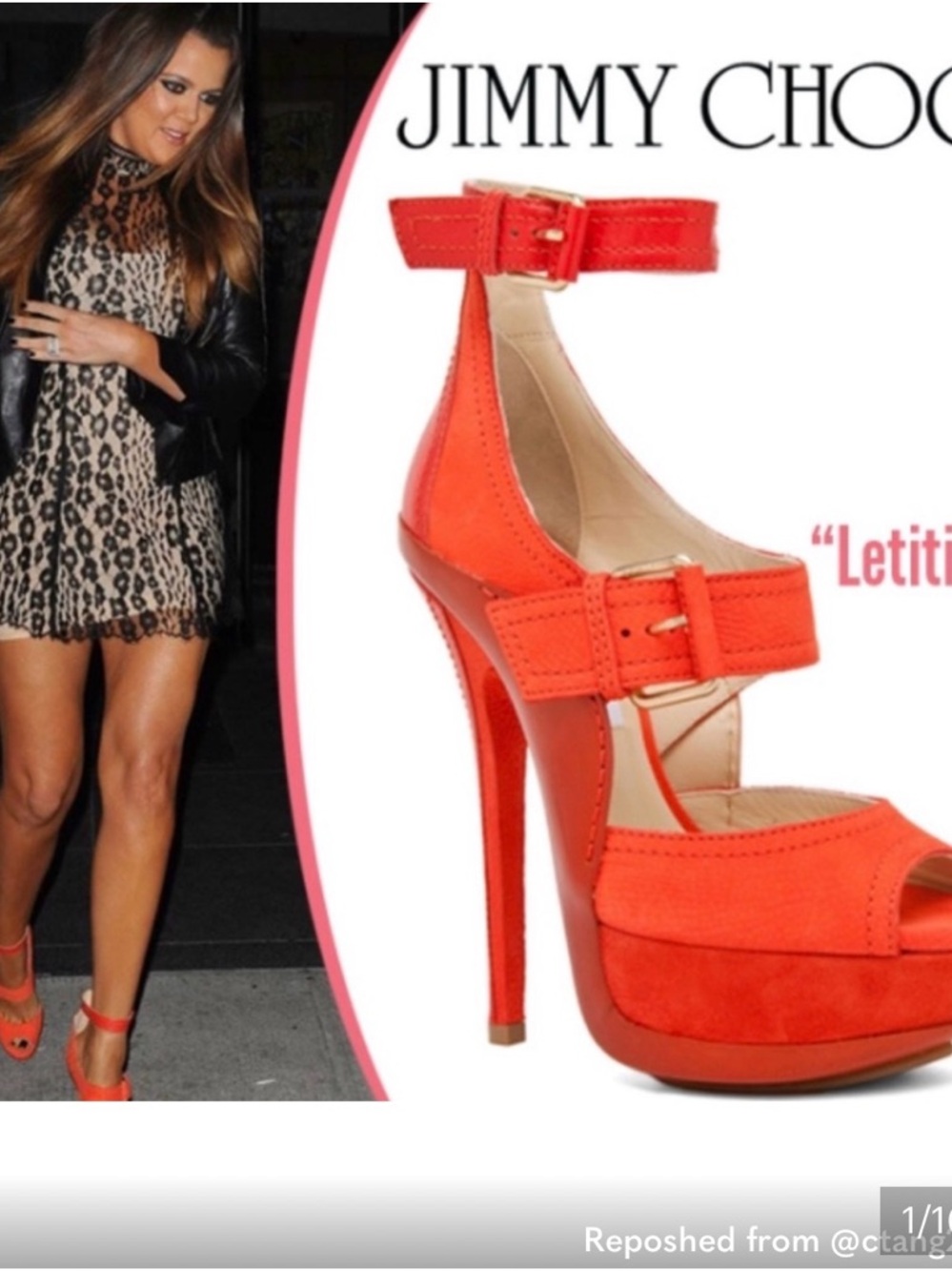 Jimmy Choo Letitia Orange Suede Platform Sandals